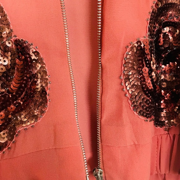 Endless Rose Coral  Bomber Jacket with Floral Design - Picture 7 of 16